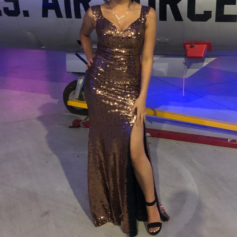 Windsor copper sequin long dress